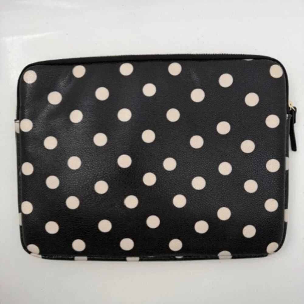 KATE SPADE Sunshine Dot Laptop Ipad Padded Sleeve Case Black White